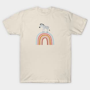 Zebra and rainbow art illustration T-Shirt